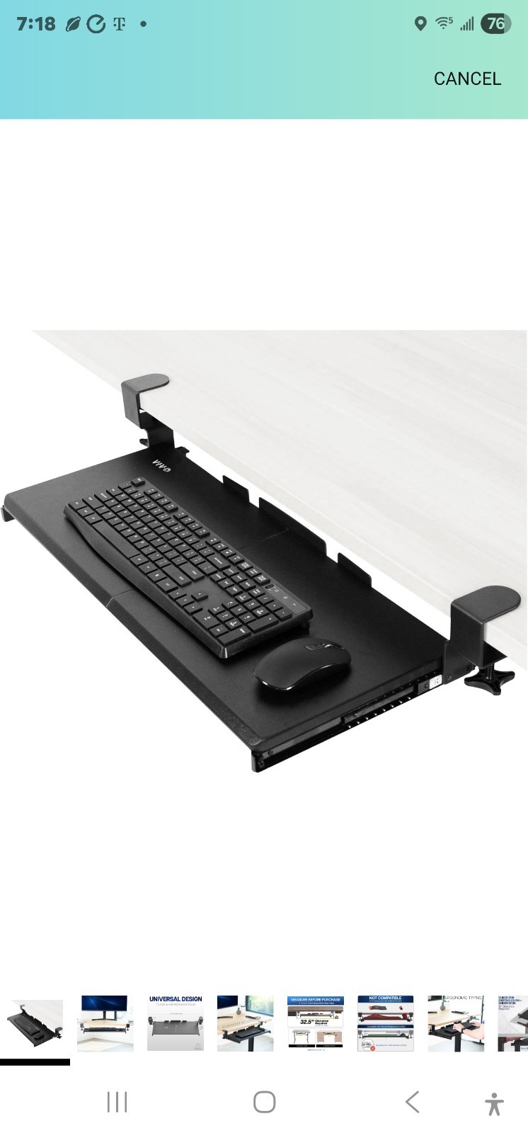 VIVO Large Keyboard Tray Under Desk Pull Out with Extra Sturdy C Clamp Mount...
