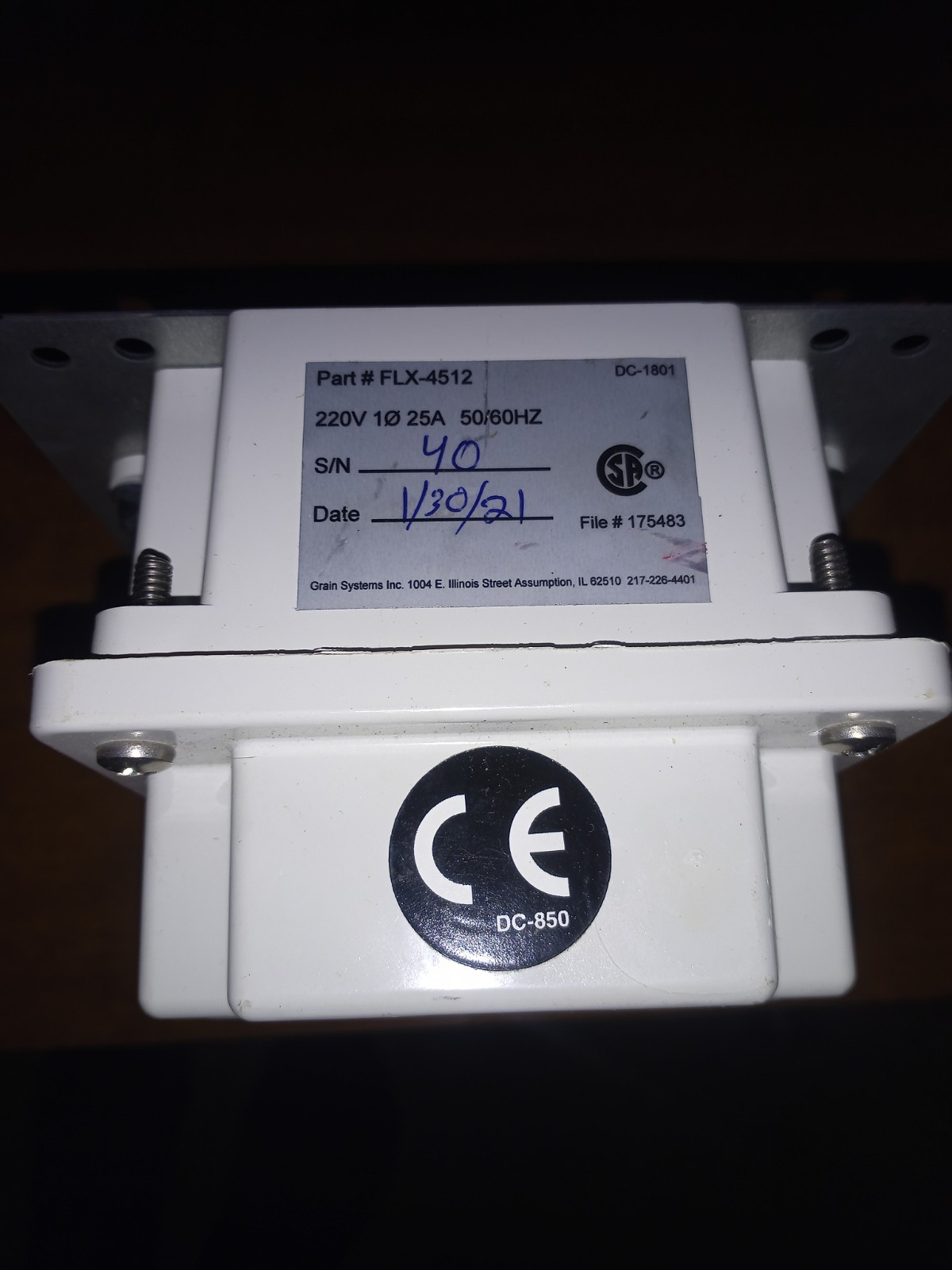 GSI FLX 4512 Electrical Box Feed Line Control Unit Switch