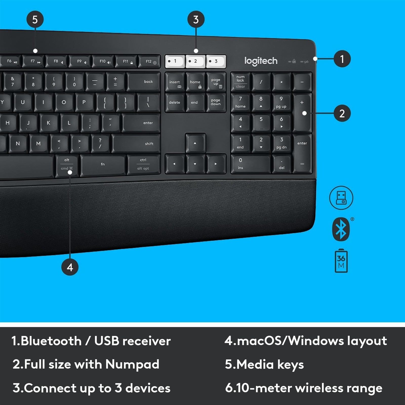 Logitech MK850 Performance Wireless Keyboard and Mouse Combo for Windows, mac...