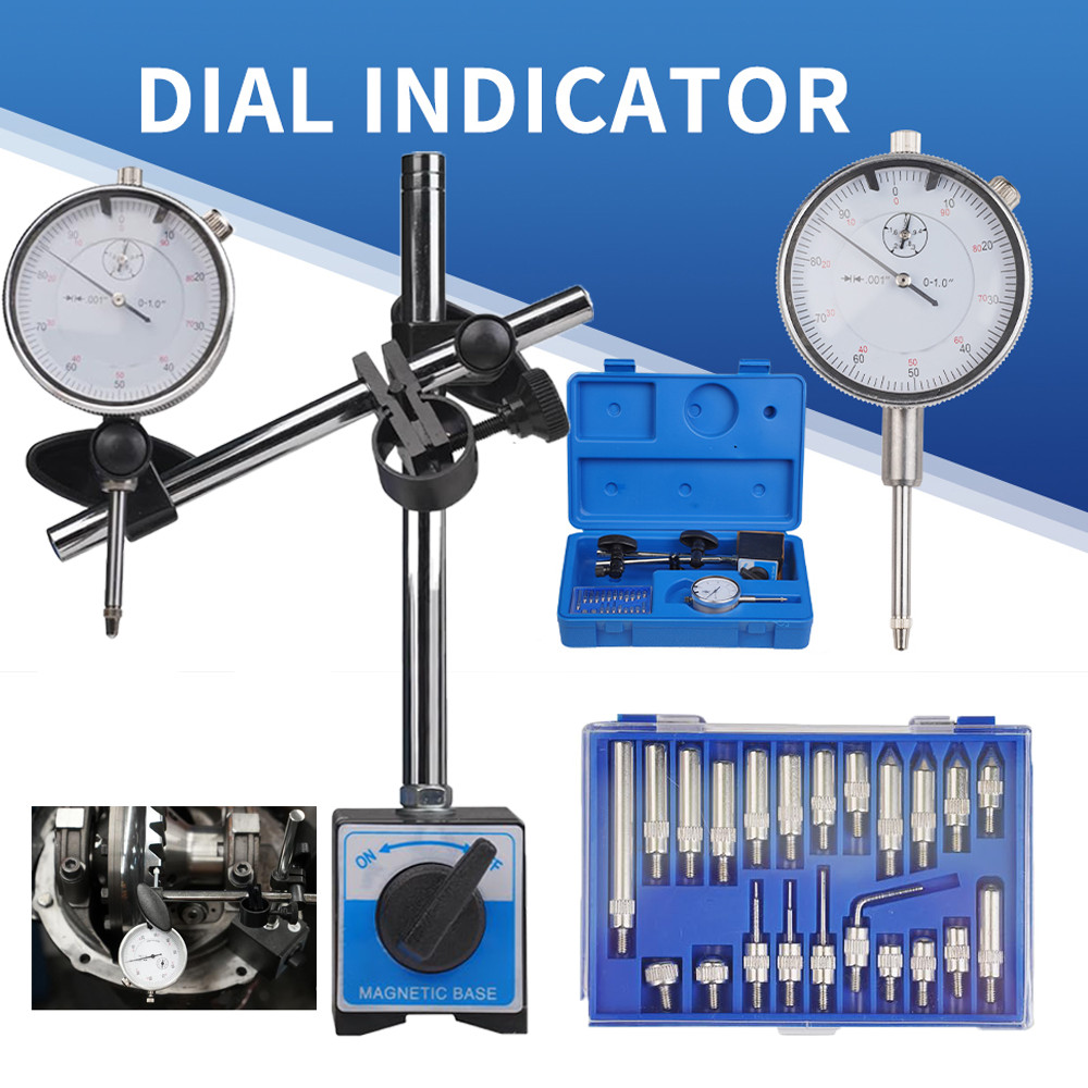 Dial Indicator with Magnetic Base Holder Differential Backlash Gauge 0-1.0" Test