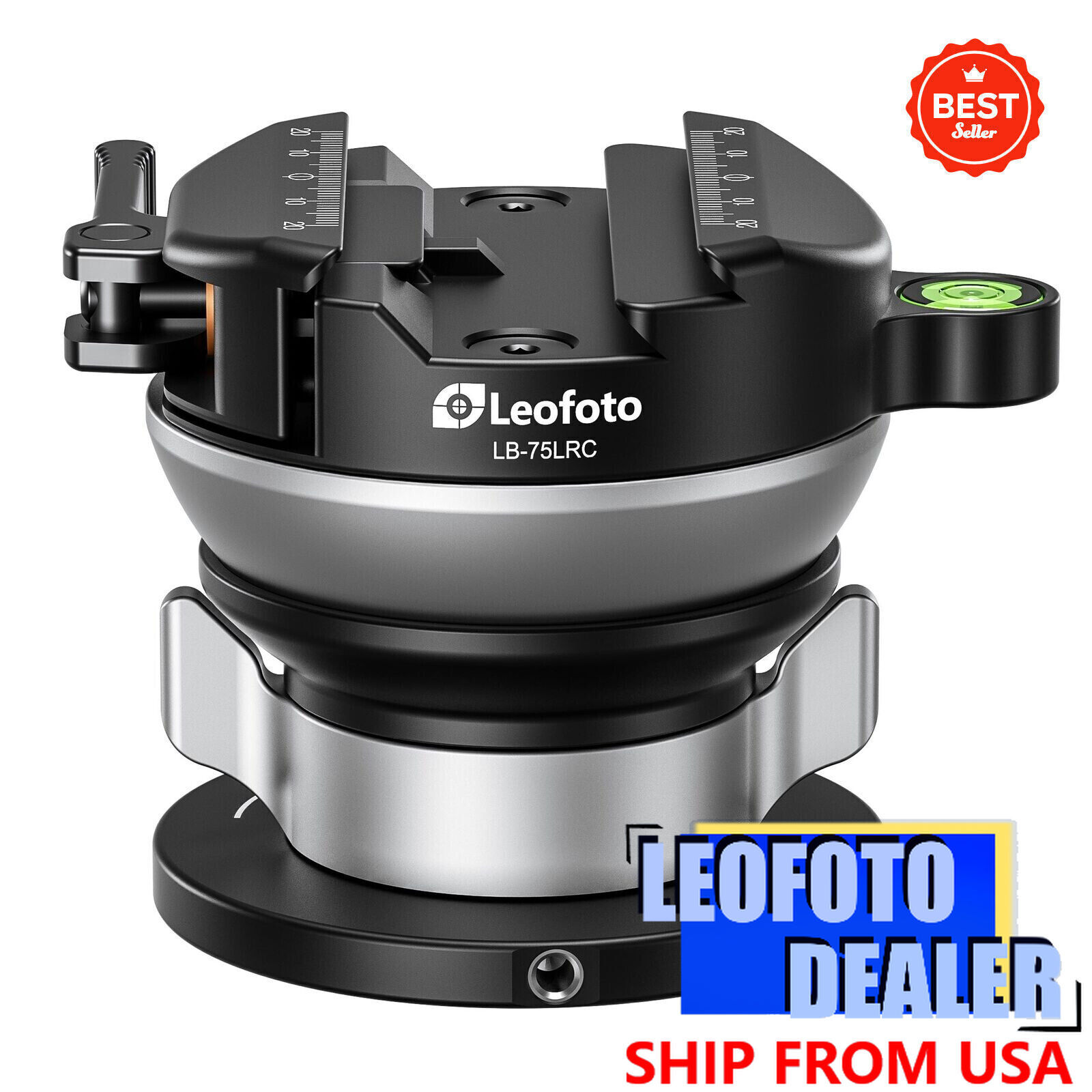 Leofoto LB-75LRC Leveling Head Arca + Picatinny Hybrid Lever-Release Clamp NEW