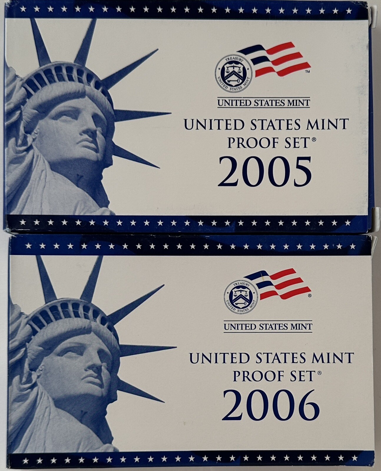 2005, 2006 US Mint Proof Set, 11 & 10 Coins Each  W/ OGP Box & COA