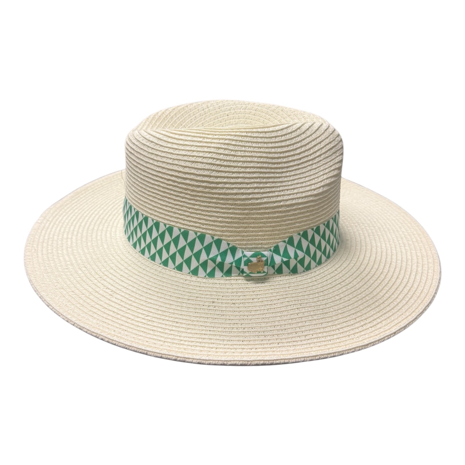 2026 Masters Augusta Ladies Dorfman Milano Straw Hat Green & White Band Belt NWT