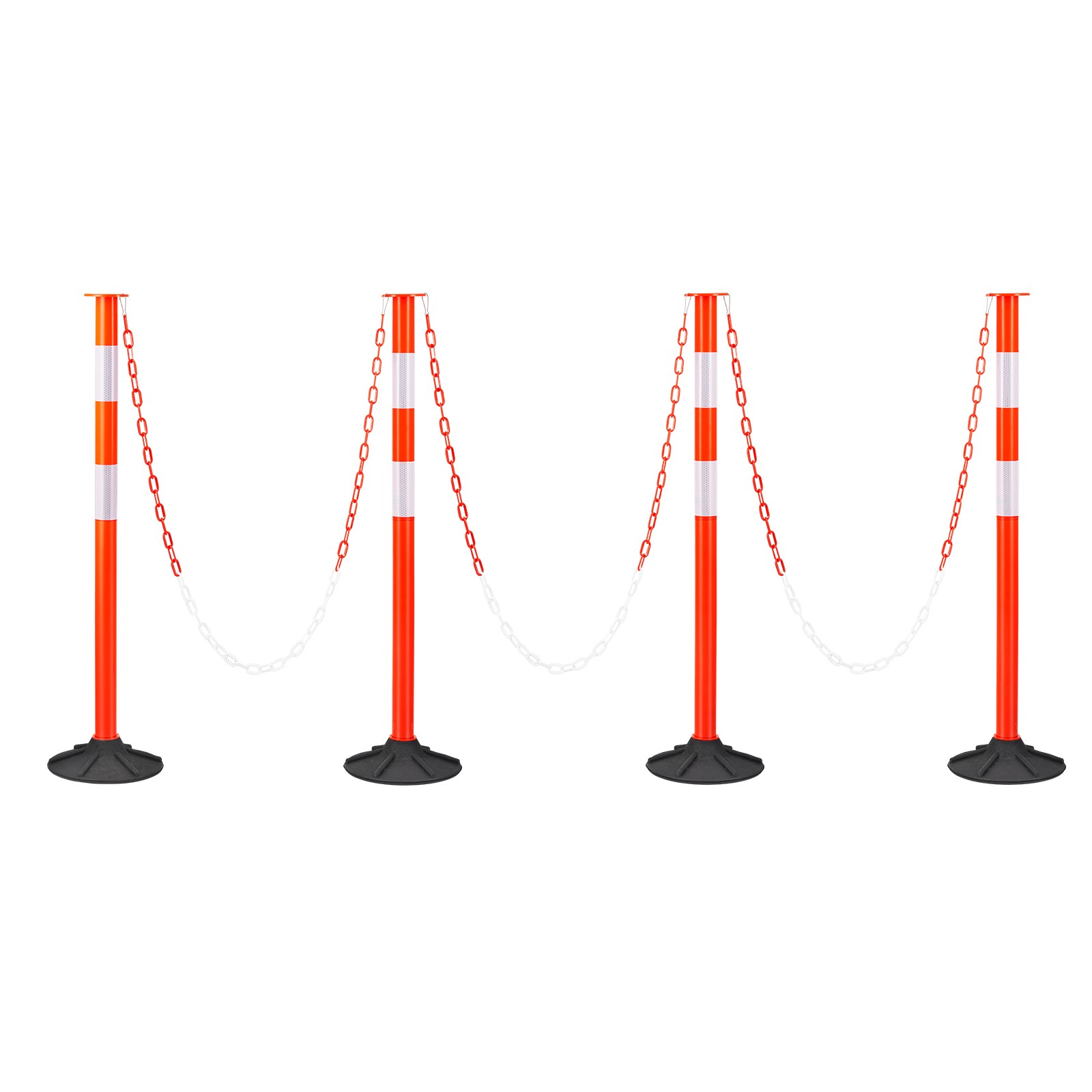 Uimoso 4-Pack Traffic Delineator Posts 34 in Safety Cones Weighted Base & Chains