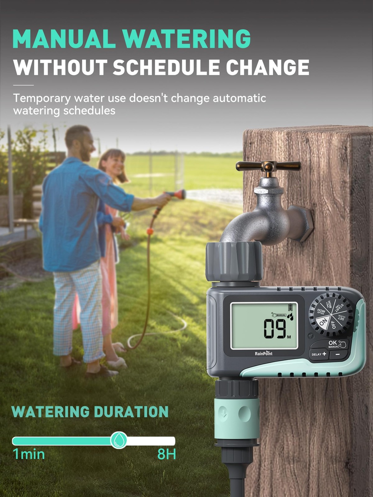 New RAINPOINT Sprinkler Timer, Programmable Water Timer for Garden Hose, Outdoor