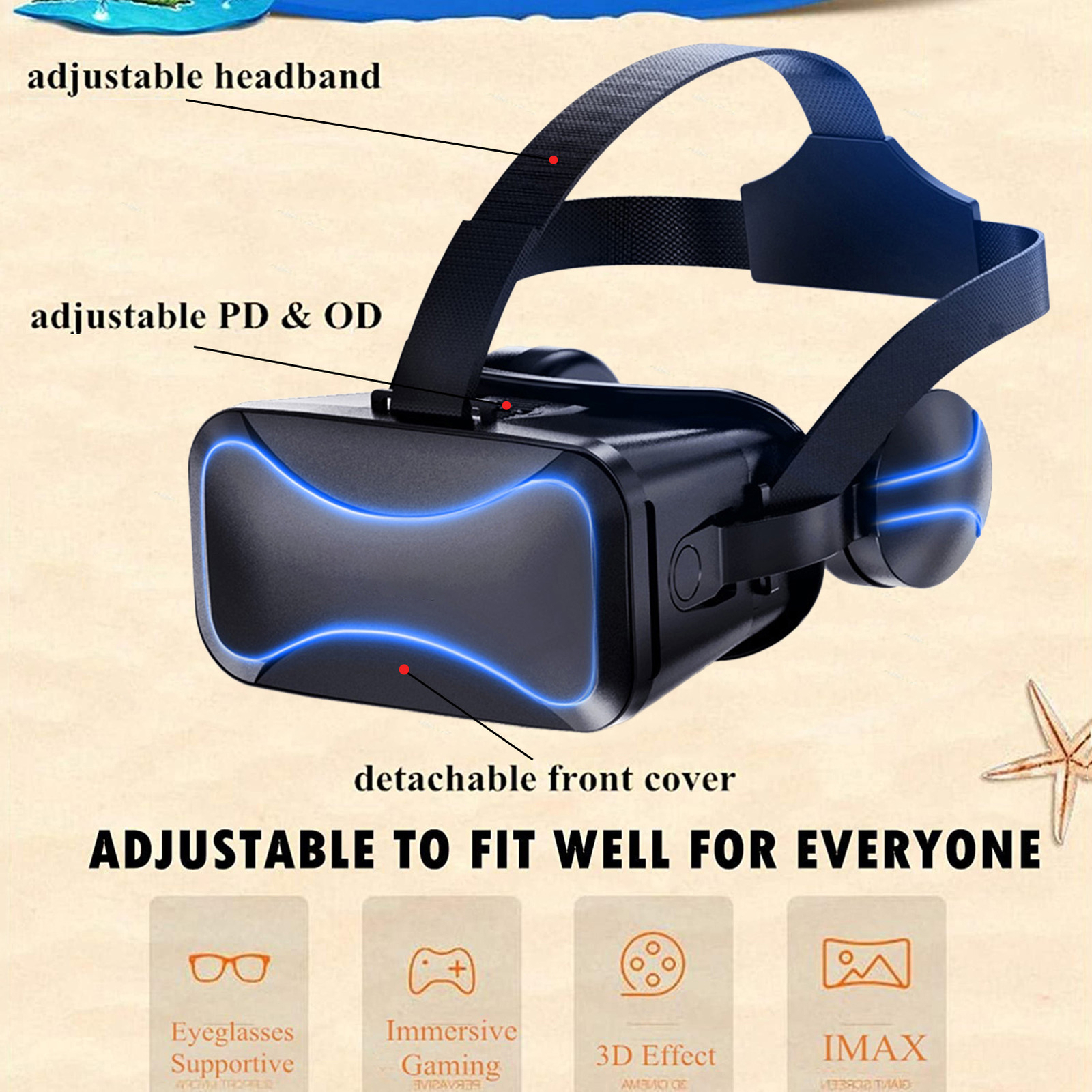 Wireless VR Headset Immersive VR Goggles for Kids 3D Virtual Reality Goggles