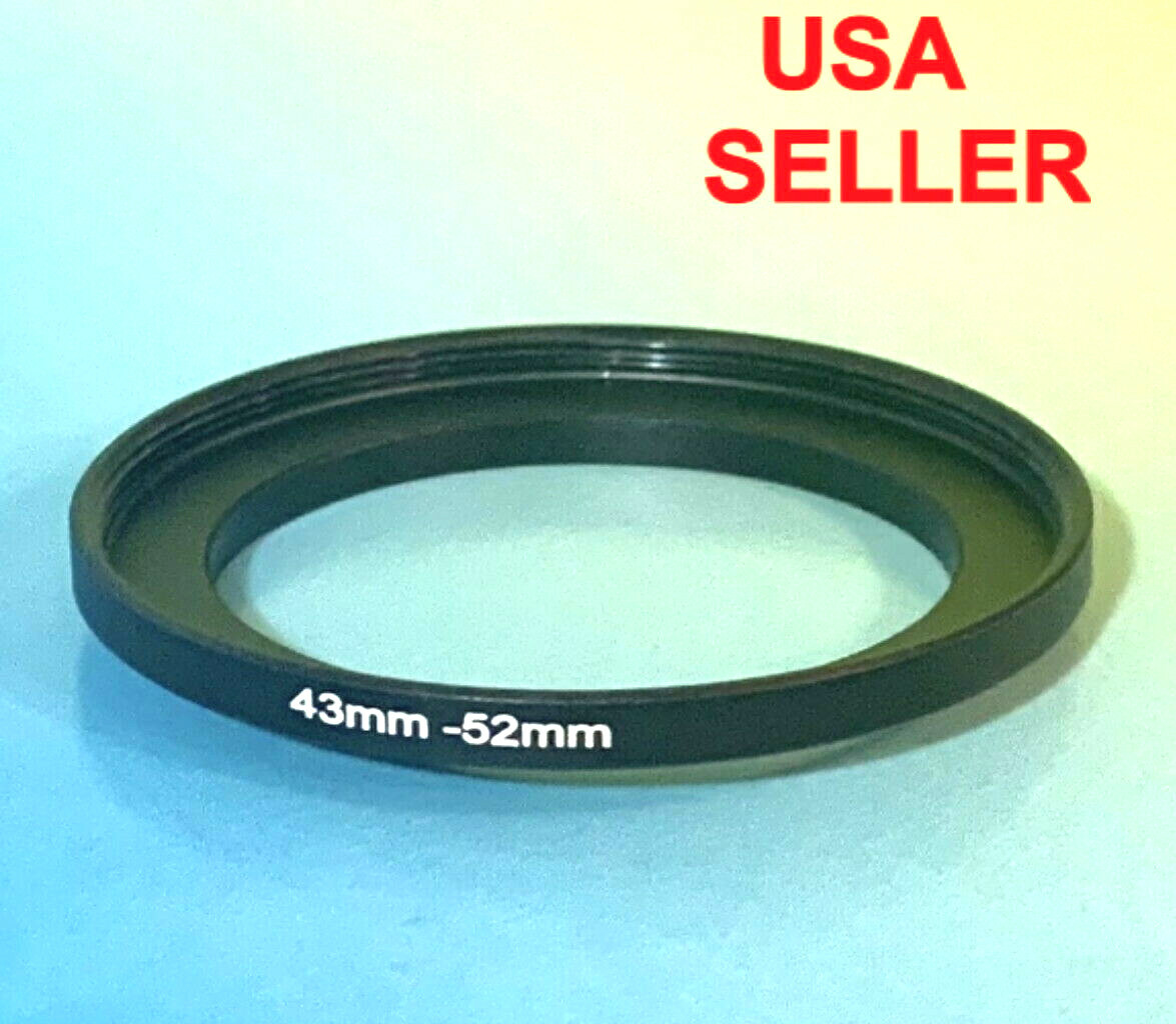 1(one) Black ADAPTER RING 43mm to 52mm 43-52mm Step Up  M43-F52 43-52 mm METAL