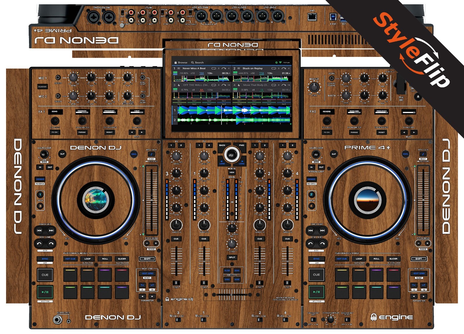 Denon Prime 4+ Skin | Wood #2 | Protective Decal | StyleFlip Skins