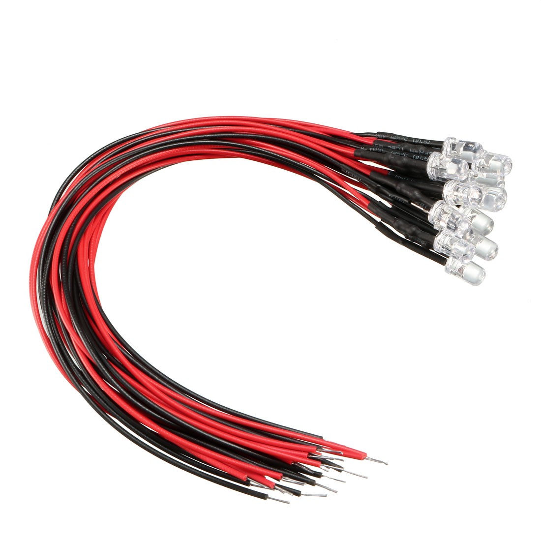 15Pcs 5mm Pre-Wired Diffused LED Diodes Light 20mA DC 9-12V White