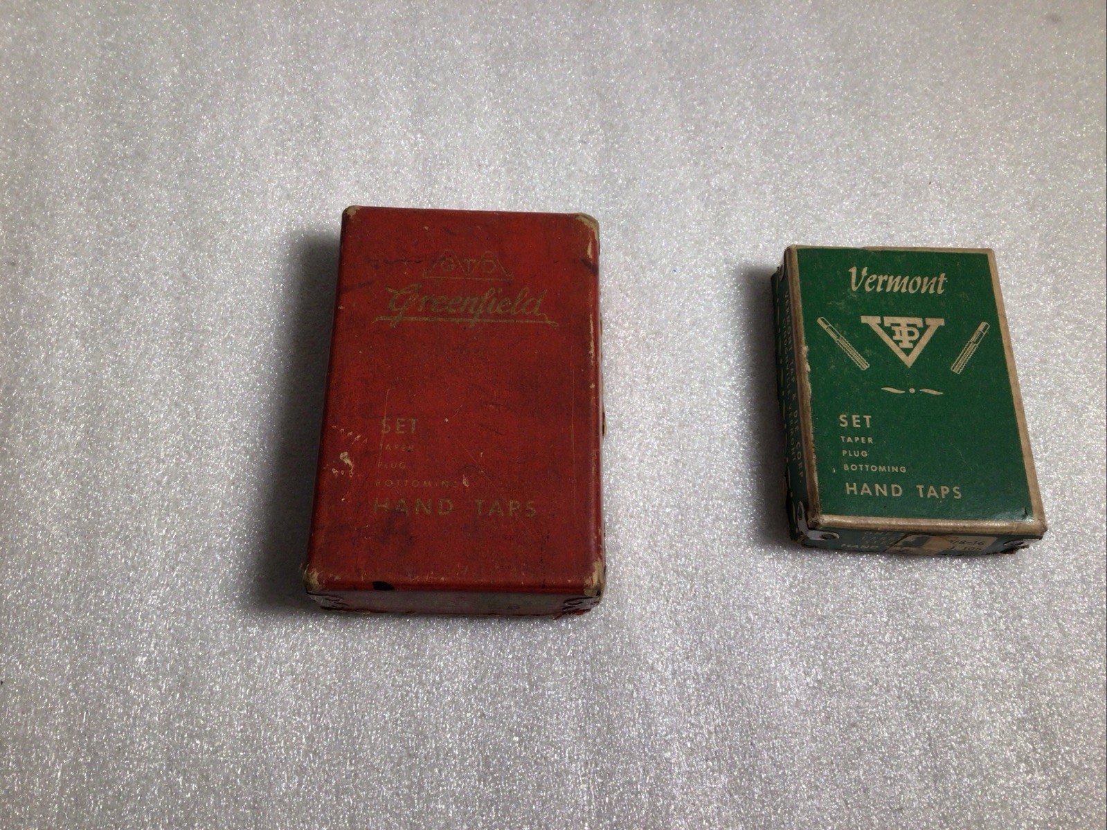 Vintage Vermont And  Greenfield Hand taps 2 sets 3/8 16 And 5/8 11