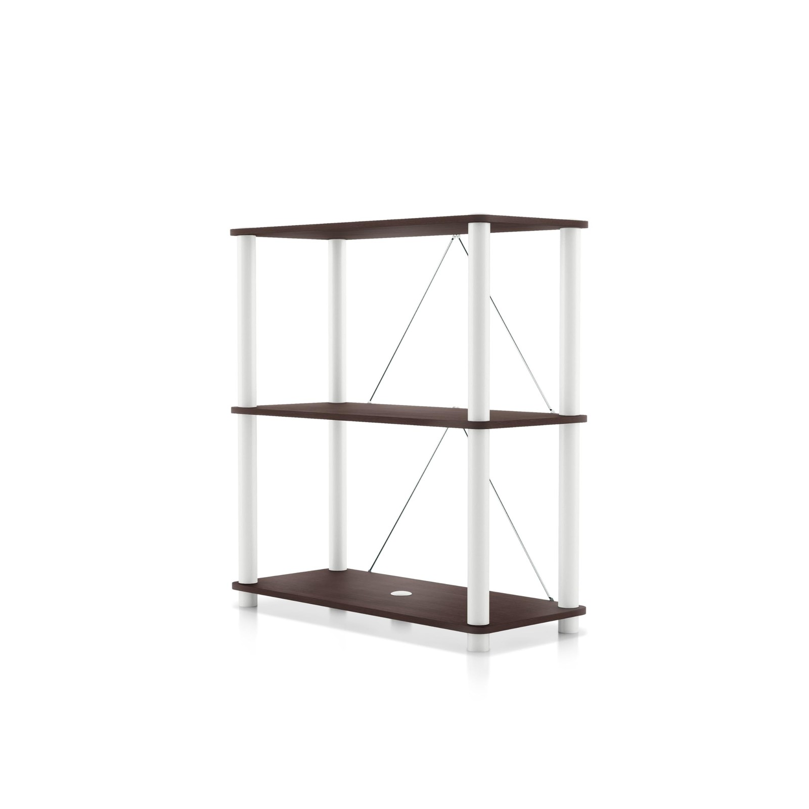 Homes: Inside + Out Apexa Modern 3-Tier Wide Shelving Units Espresso