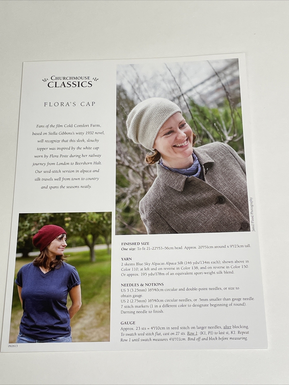 Churchmouse Classics Flora's Cap Hat Knitting Pattern