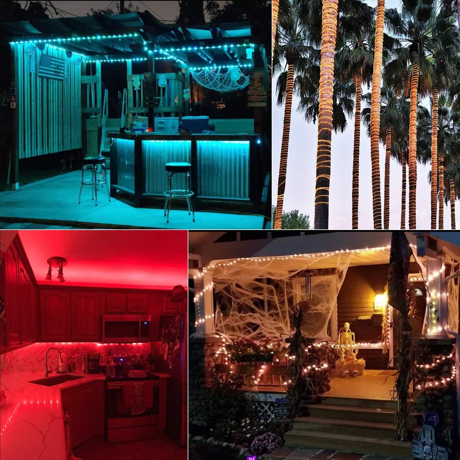 Color Changing Rope Lights Outdoor 33FT 100 LED String with Plug & Remote