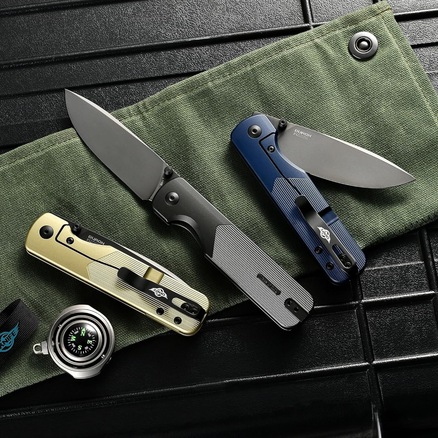OKNIFE Duron 3.5” Folding Frame Lock Knife Nitro-V Blade EDC Tool Stealth Grey