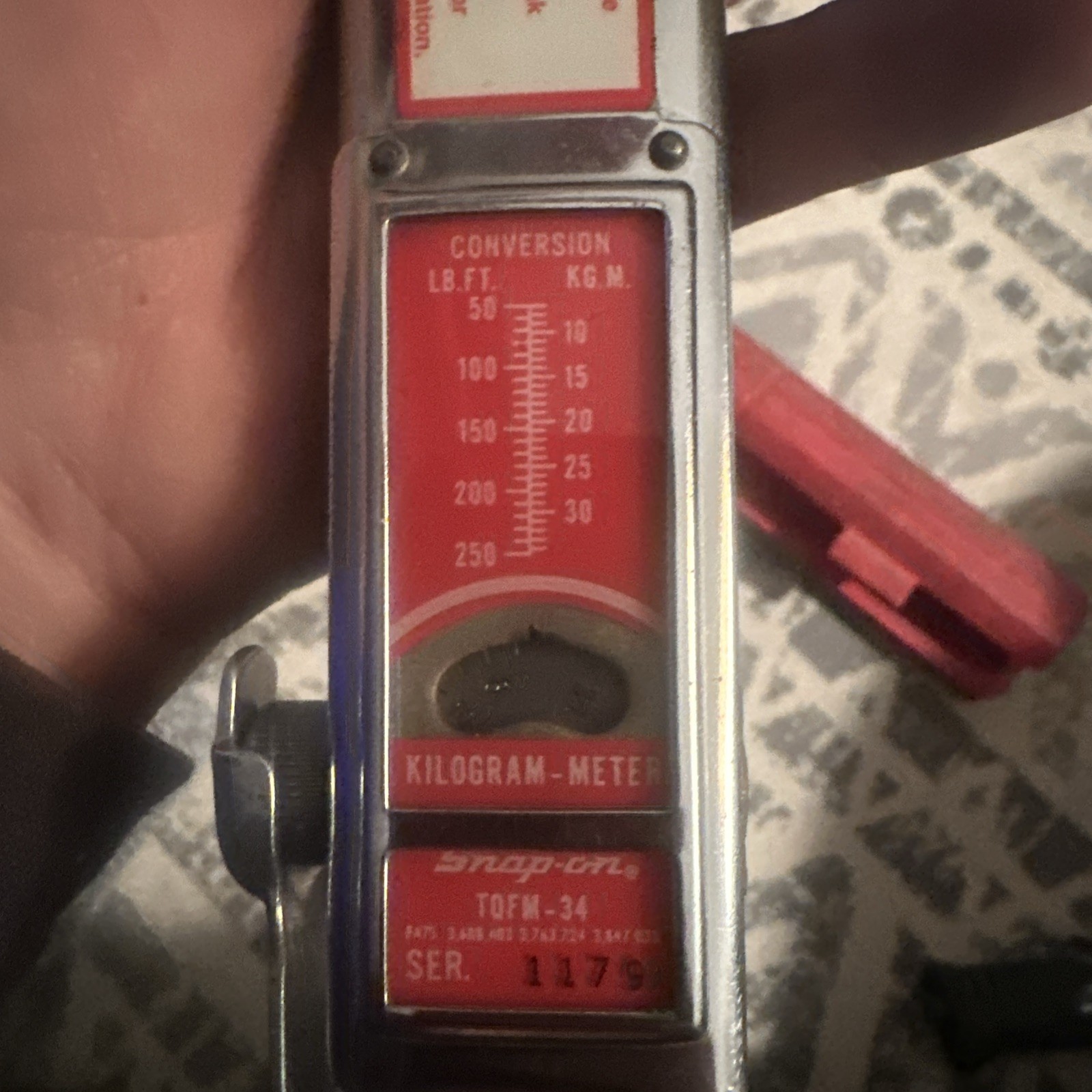 Snap-on TQFM-34 Click Torque Wrench 1/2 in Ratcheting Adjustable