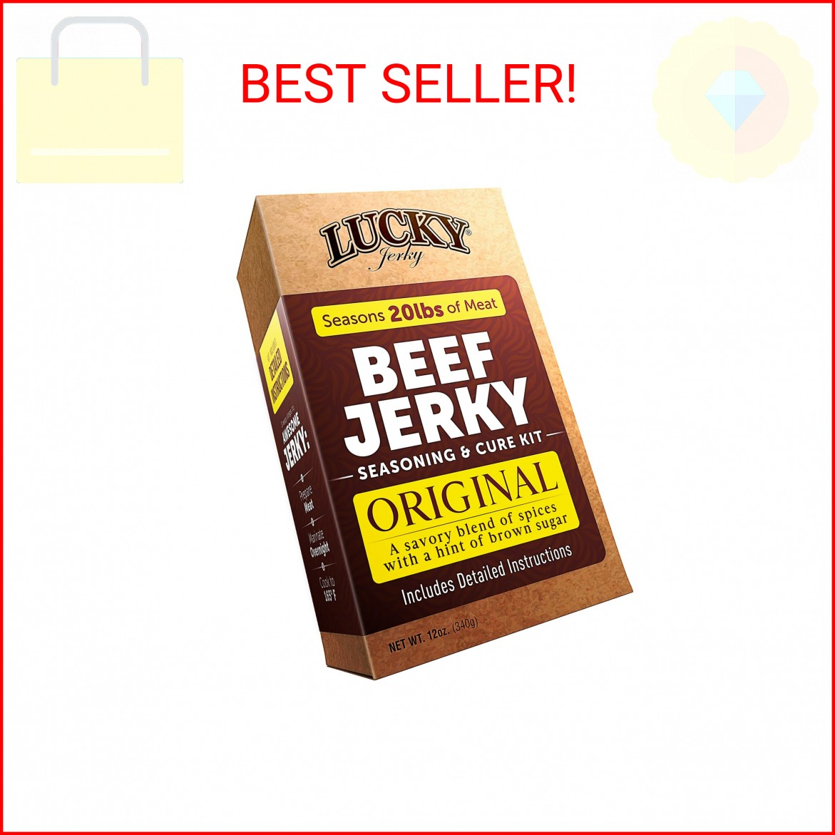 Lucky Jerky Original DIY Jerky Seasoning Kits - Seasons 20lbs of Meat