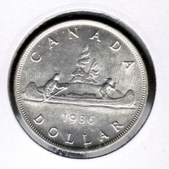 Canada Silver $1 Dollar 1936 George V Uncirculated - Nice!