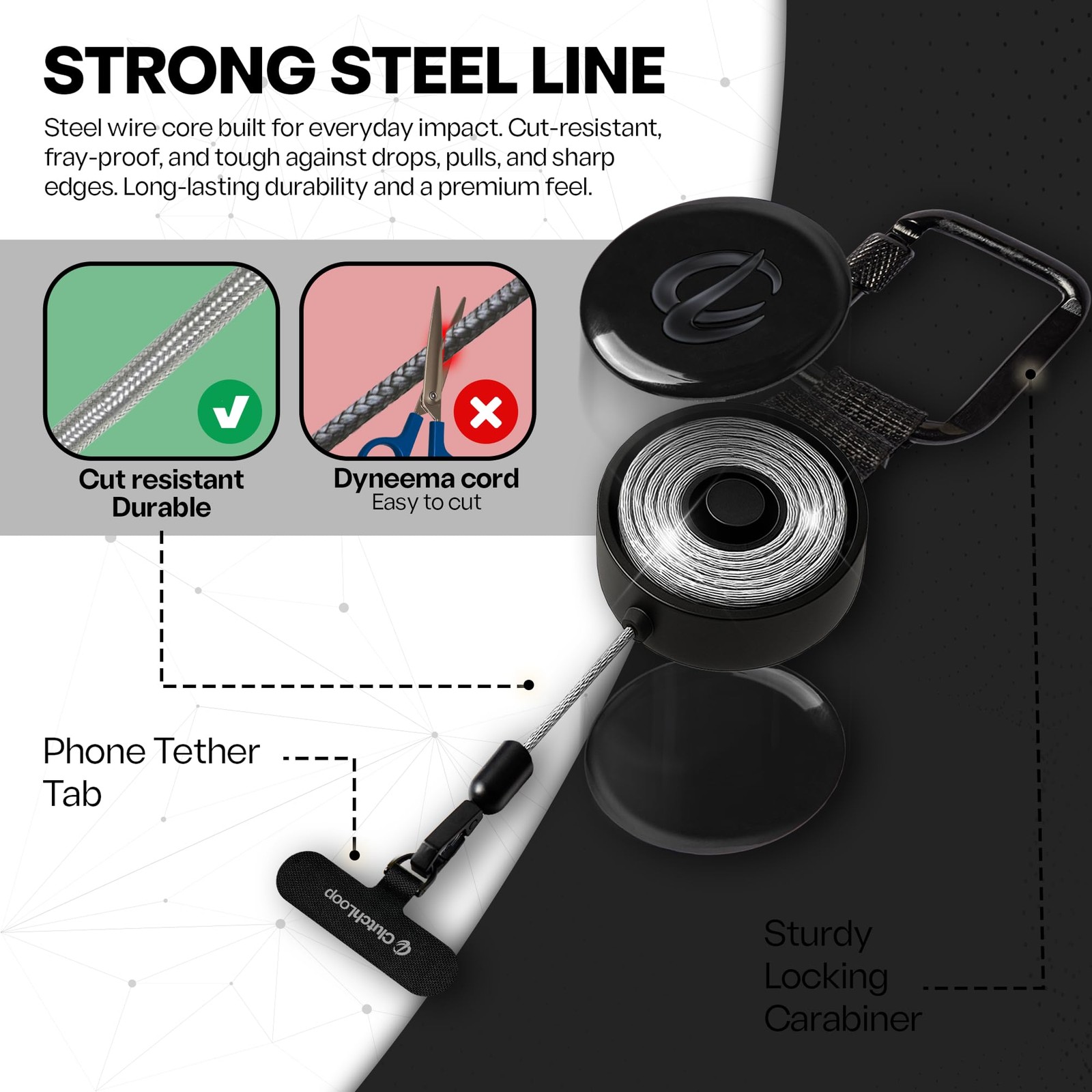 Clutchloop Anti-Theft Phone Tether - Universal Adhesive Anchor Retractable