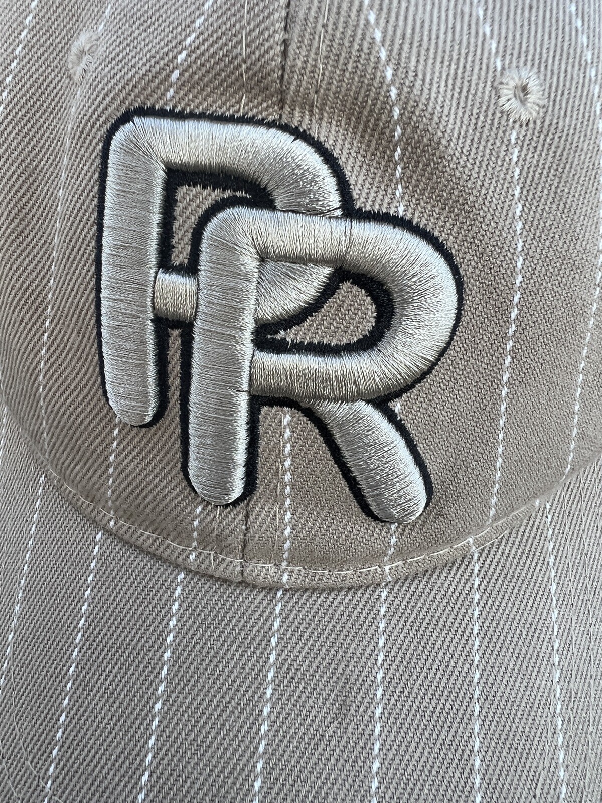 Round Rock Express Tan Pin Stripe Hat/Cap Embroidered Adj Hook Loop 20% Wool EUC