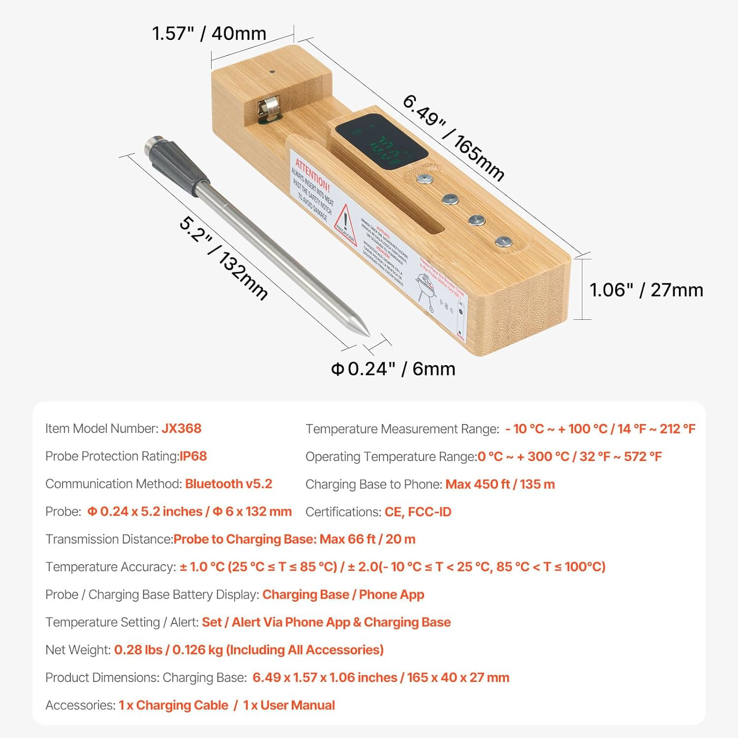 Wireless Meat Thermometer 500 Ft Range Wireless Bluetooth Meat Thermometer Digit
