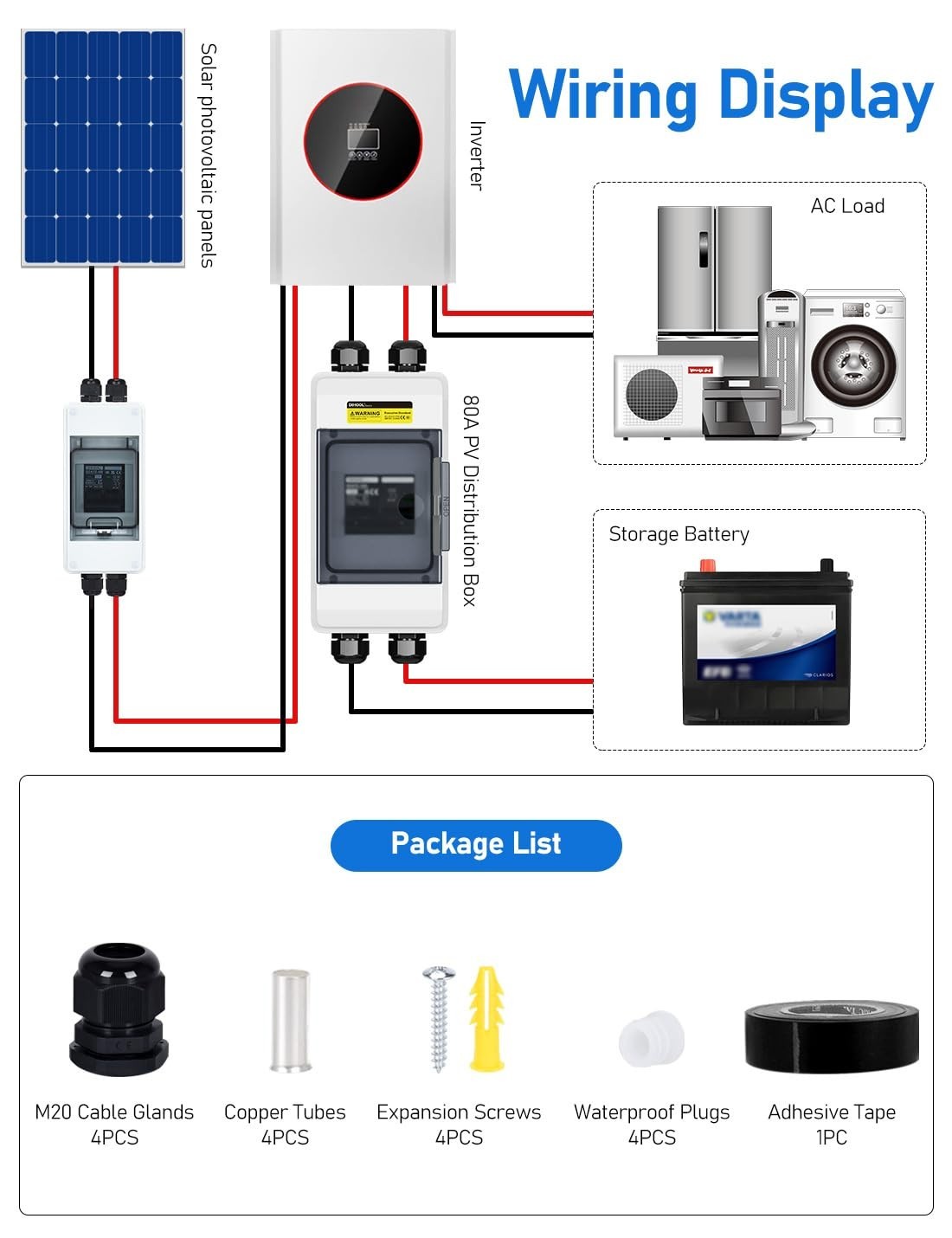 Solar Panel Disconnect Switch 80A DC 1000V Circuit Breaker Box Waterproof