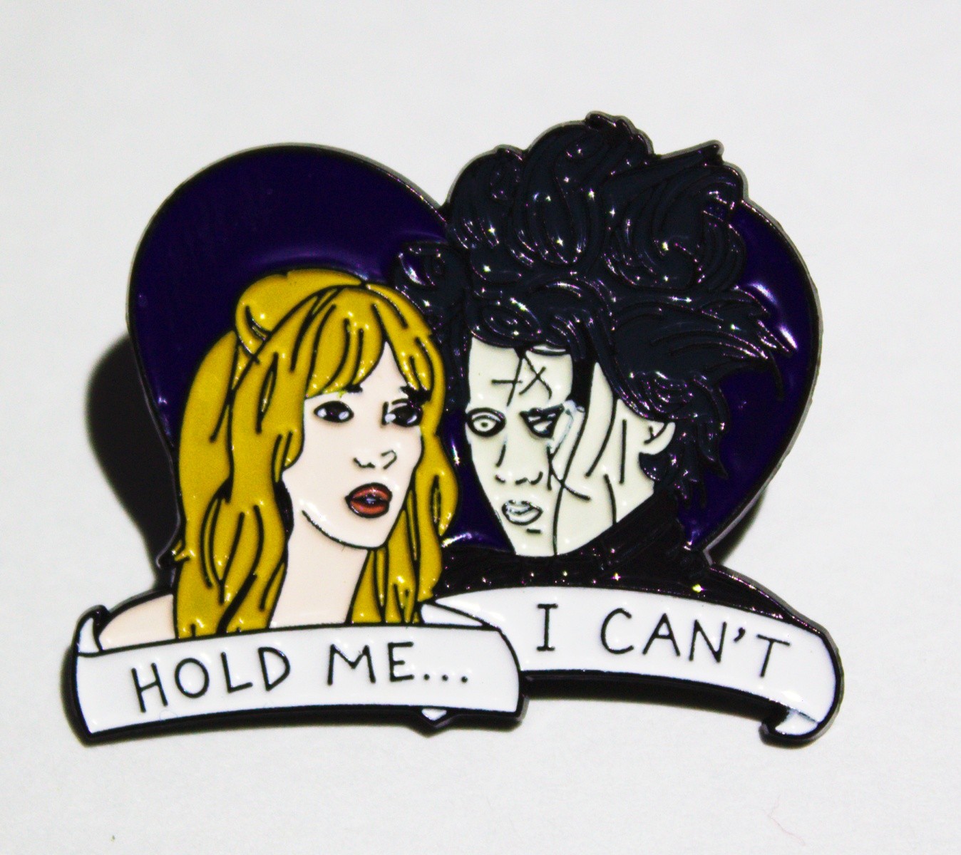 Edward Scissorhands Movie Edward & Kim Hold Me...I Can't Enamel Metal Pin UNUSED