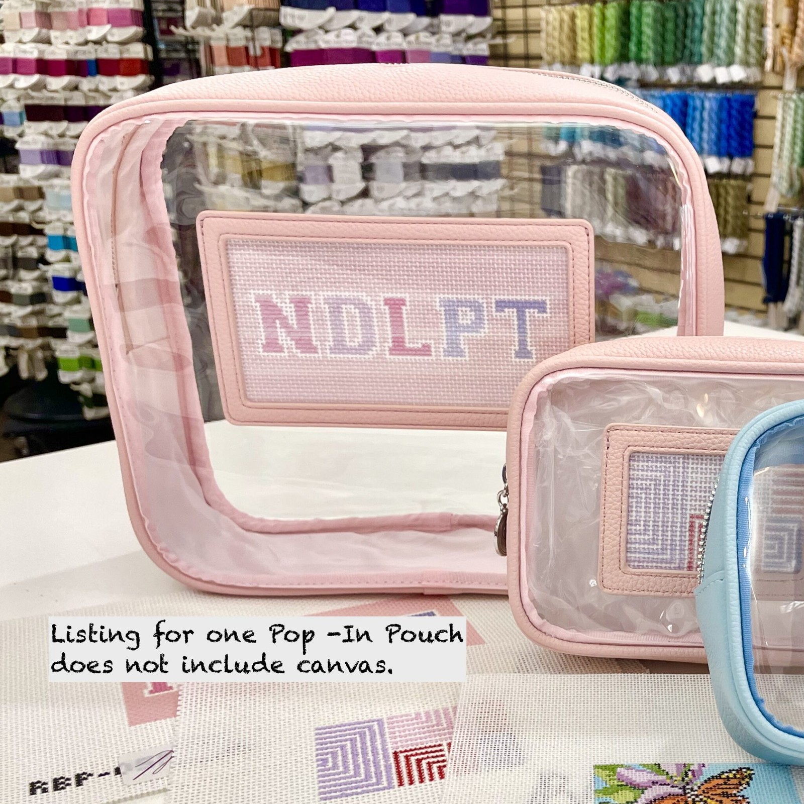 Rachel Barri pale Pink Pop-In zipper Pouch 11 x 9 x 3.5" self finishing
