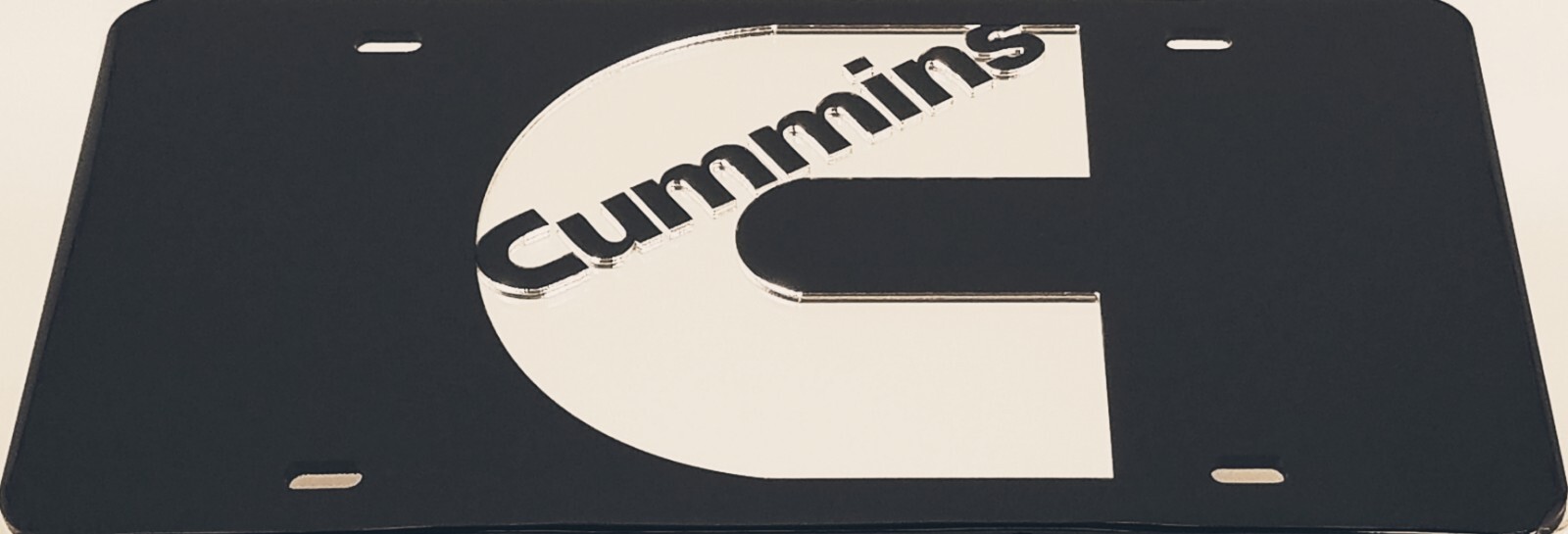 CUMMINS Black Mirror License Plate Auto Tag Laser Cut Inlaid Acrylic