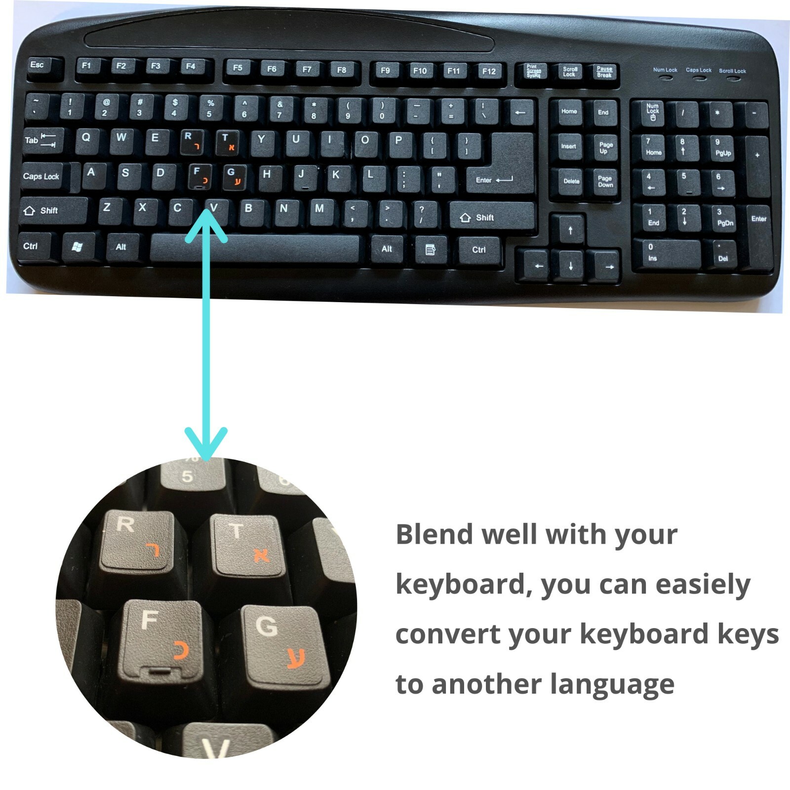 2 PCS Hebrew keyboard stickers Waterproof Replacement Computer Laptop Orange
