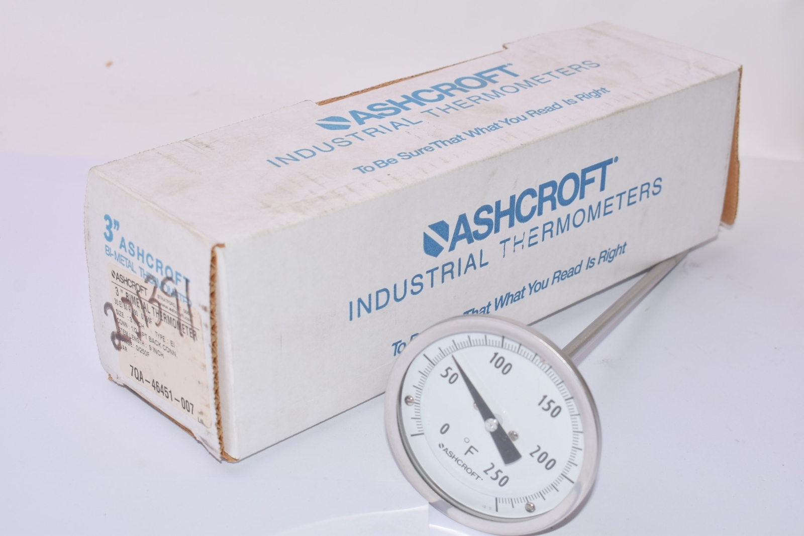 NEW, 3'' Ashcroft Bi-Metal Thermometer, Part: 7QA-46451-007, 1/2 NPT Back Conn.,