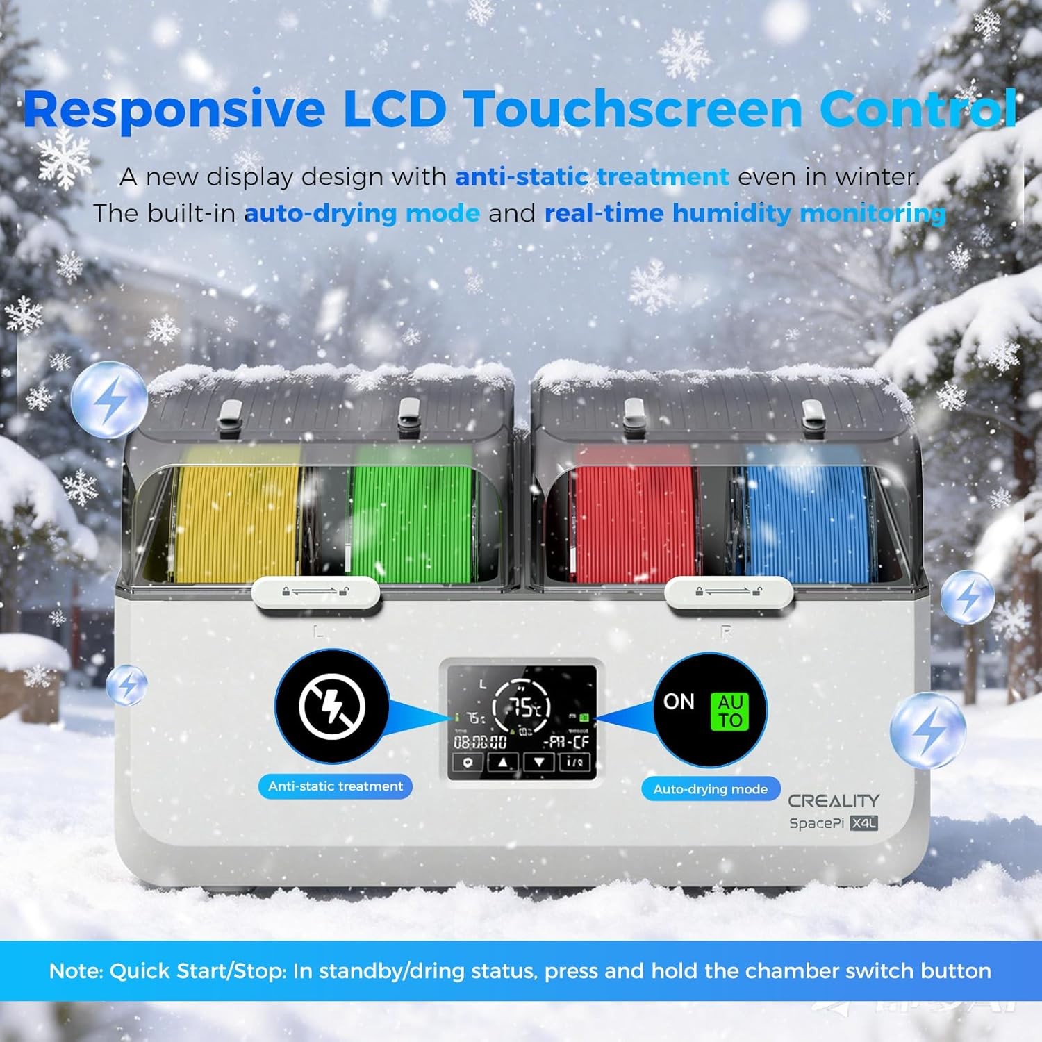 Creality SpacePi X4L 3D Printer Filament Storage Box 4 Spool Dryer Box 75℃ Heat