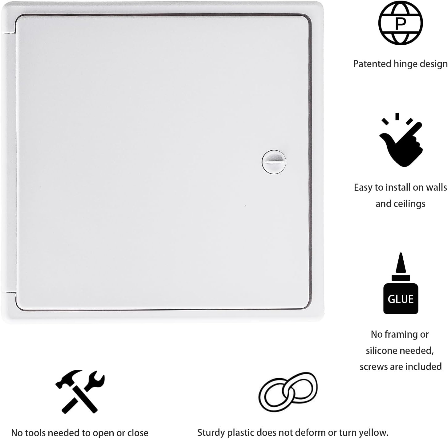 Access Panel 8X8 with Door (Max Service Opening 6.5X6.5) Plastic White (Medium 8