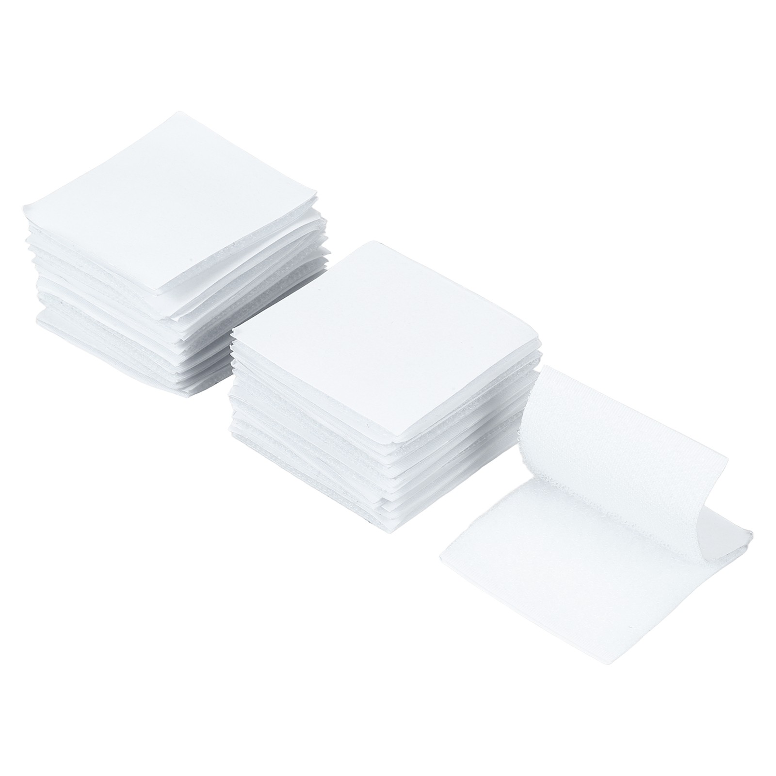 20 Pcs 2 x 2 Inch Hook and Loop Tape with Adhesive for Home Office, White