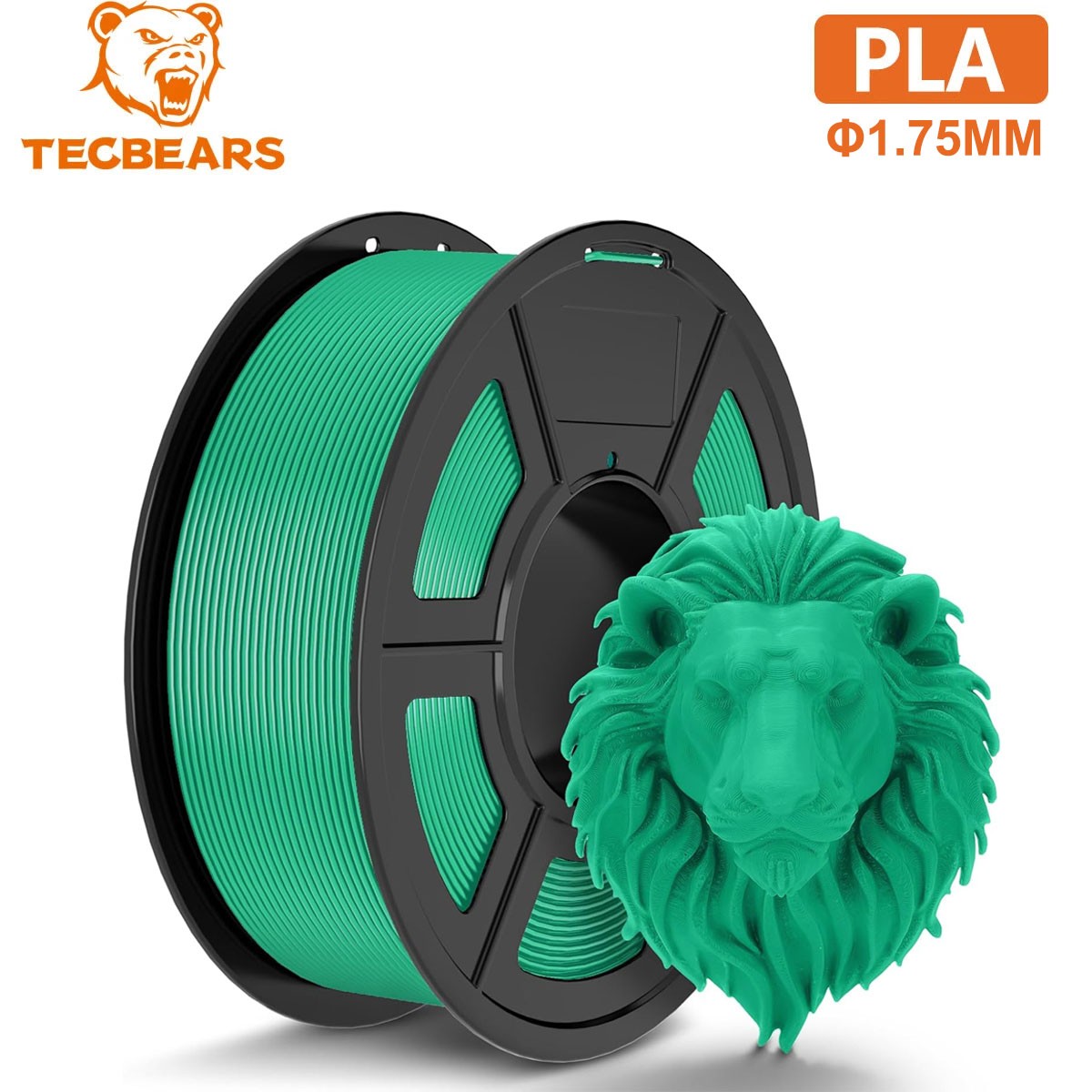 TECBEARS 1KG PLA Filament 1.75mm Grass Green Neatly Wound 3D Printer Filament