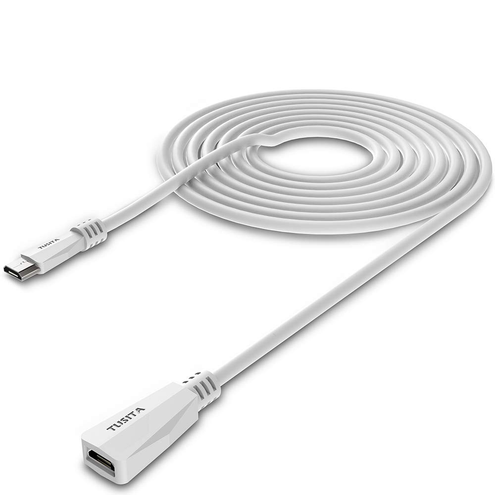 TUSITA Micro USB Power Extension Cable (20ft 6M) - Male to Female Extender