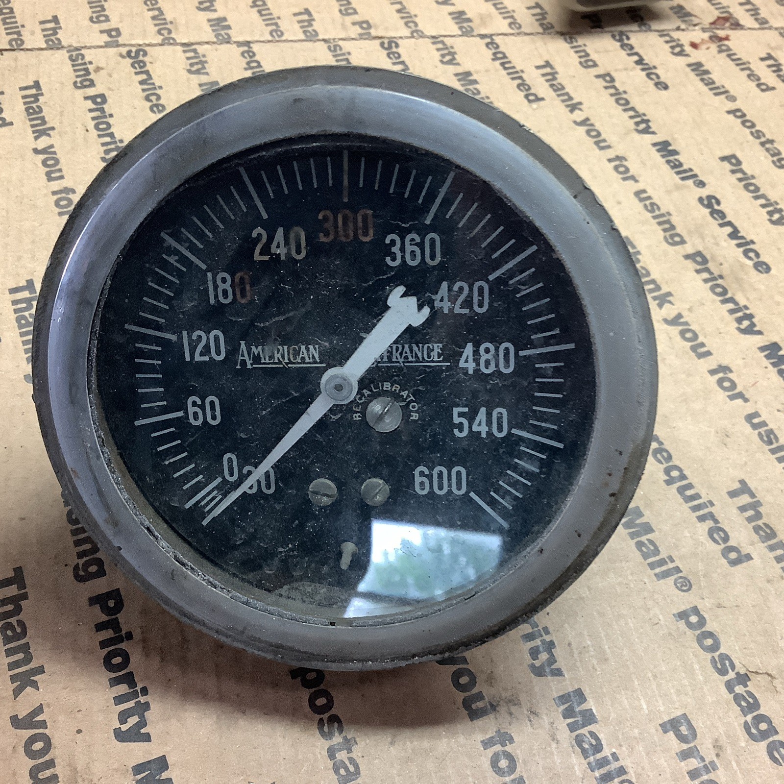 Vintage American LaFrance 3.75” Pressure Gauge, -30"-600 PSI