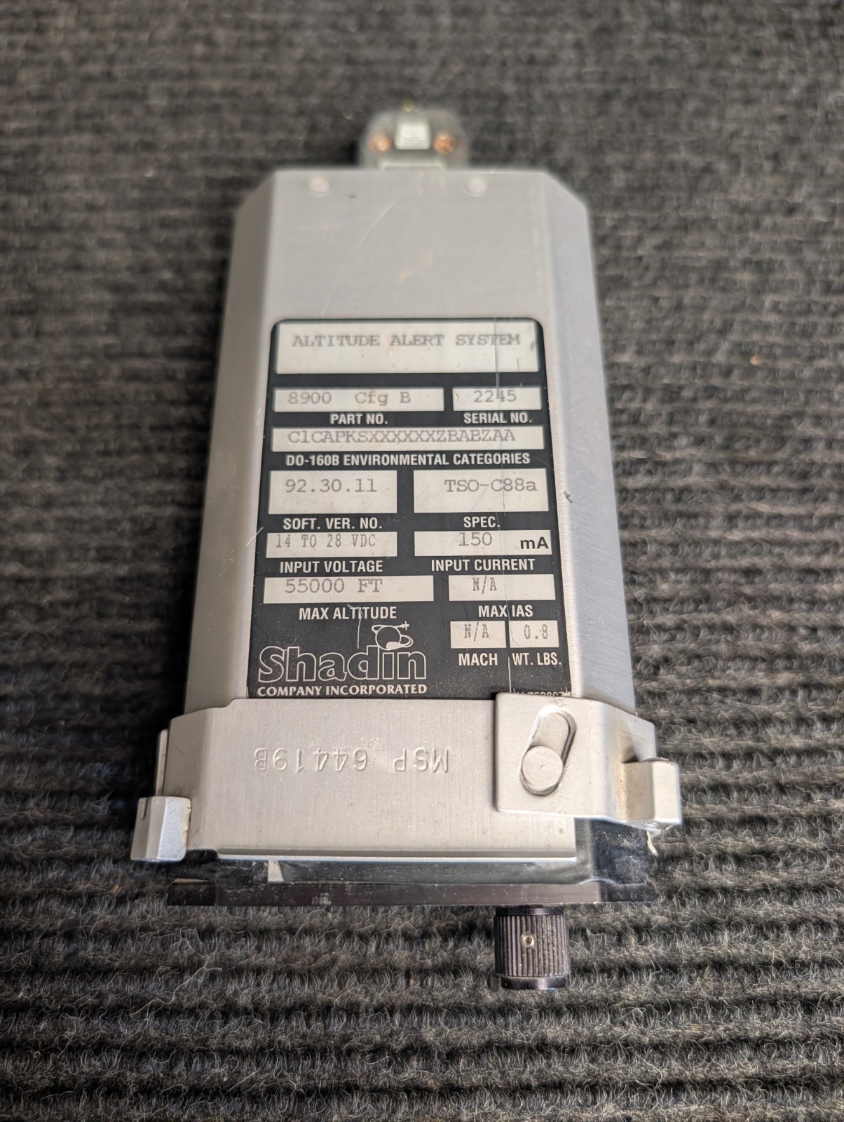 Shadin Altitude Alert System 8900-CFG-B