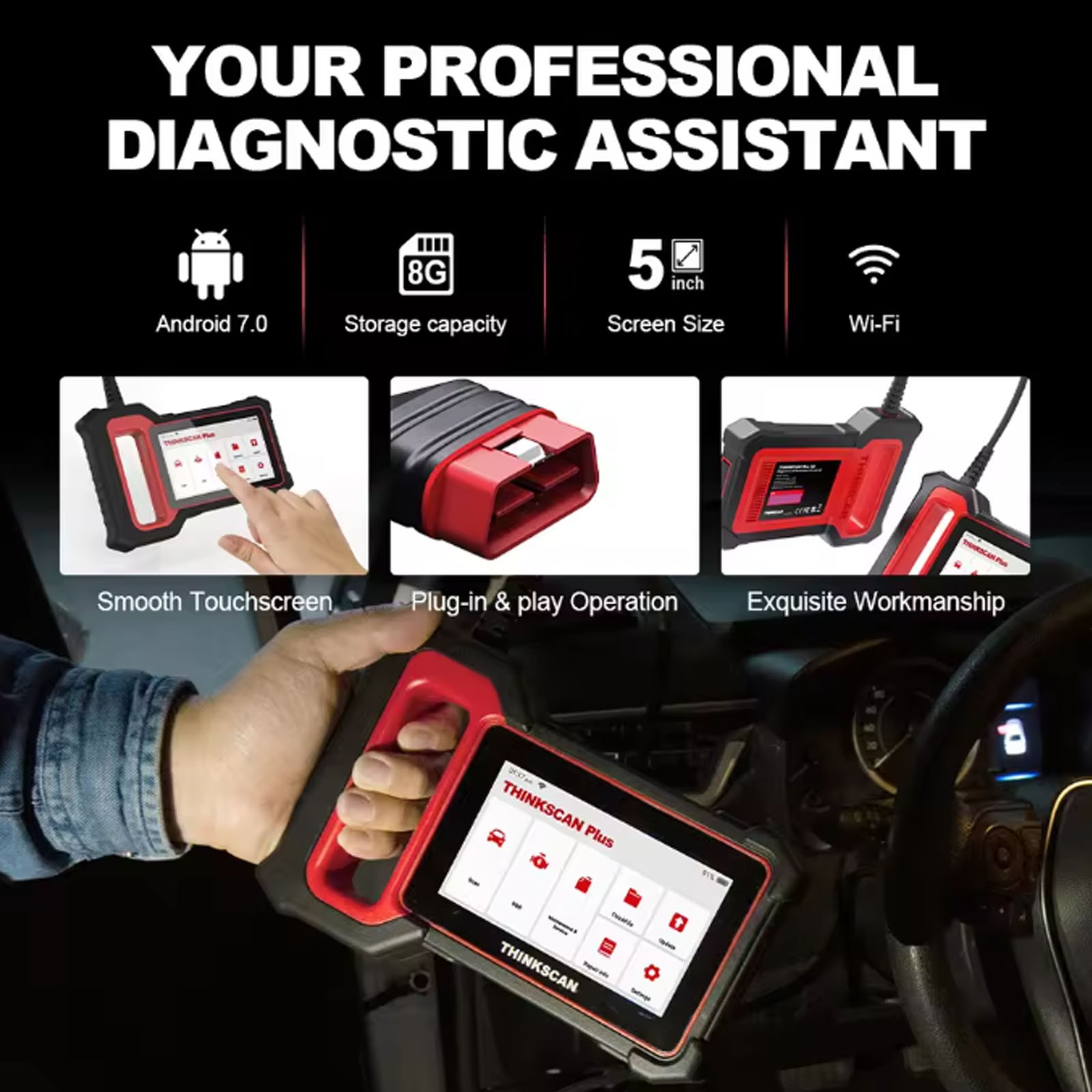 Thinkscan Plus S7 OBD2 Scanner Code Reader ABS SRS AC Car Engine Diagnostic Tool