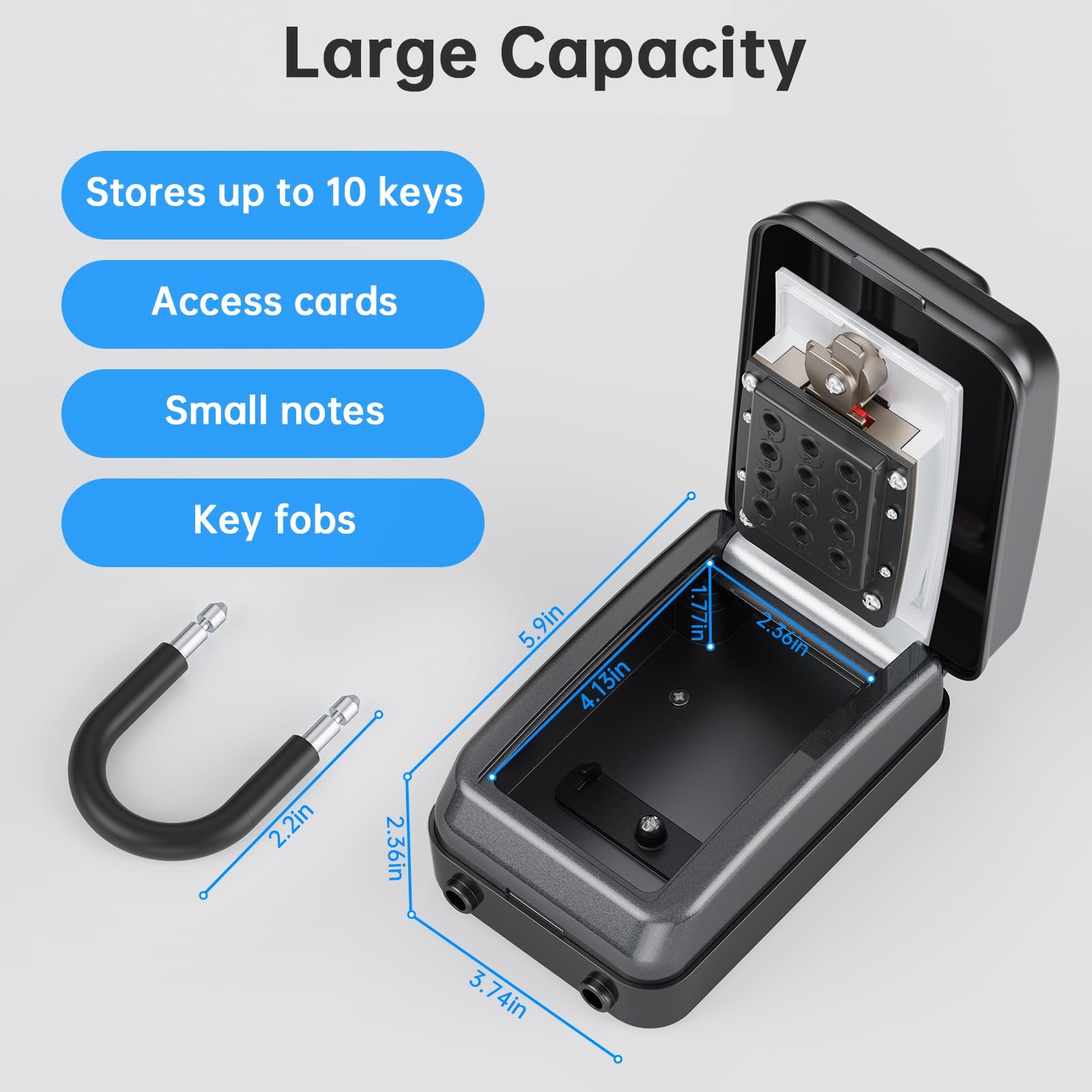 MAILADA Key Lock Box,12 Digit Combination LockBox Keys,Resttable Code,Large