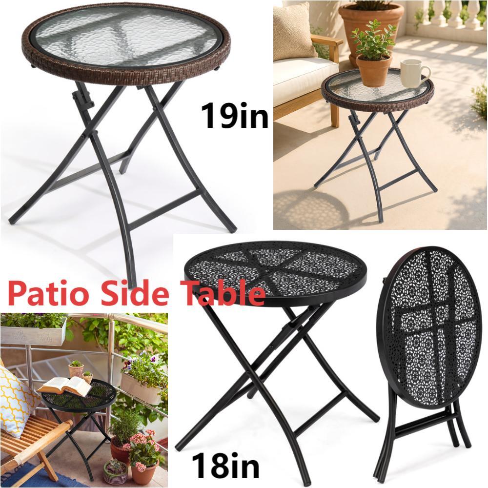 18"/19" Small Patio Side Table Round Coffee Table Foldable Sofa Side Table,New