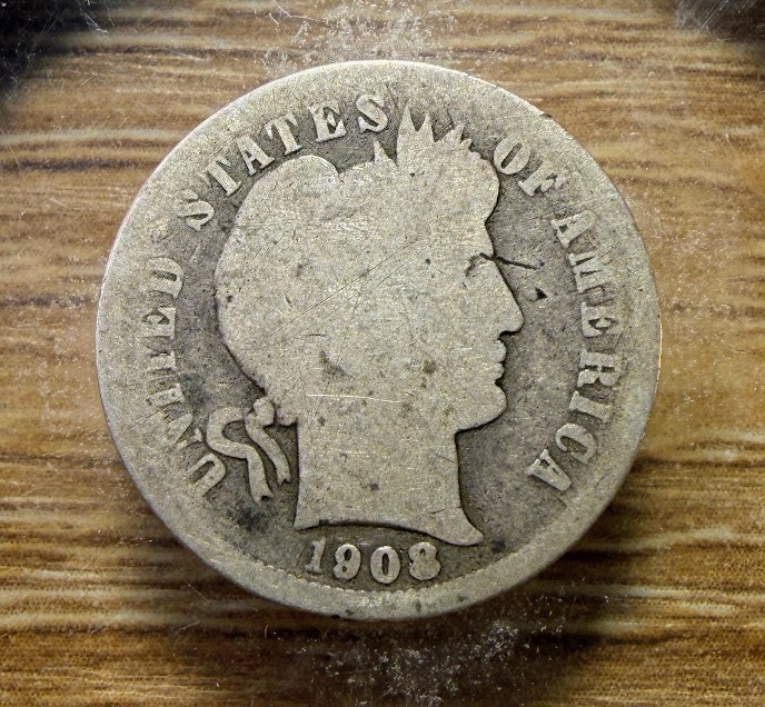 1908-P Barber Dime - Actual Silver Coin Shown - Free Shipping & Tracking INV26