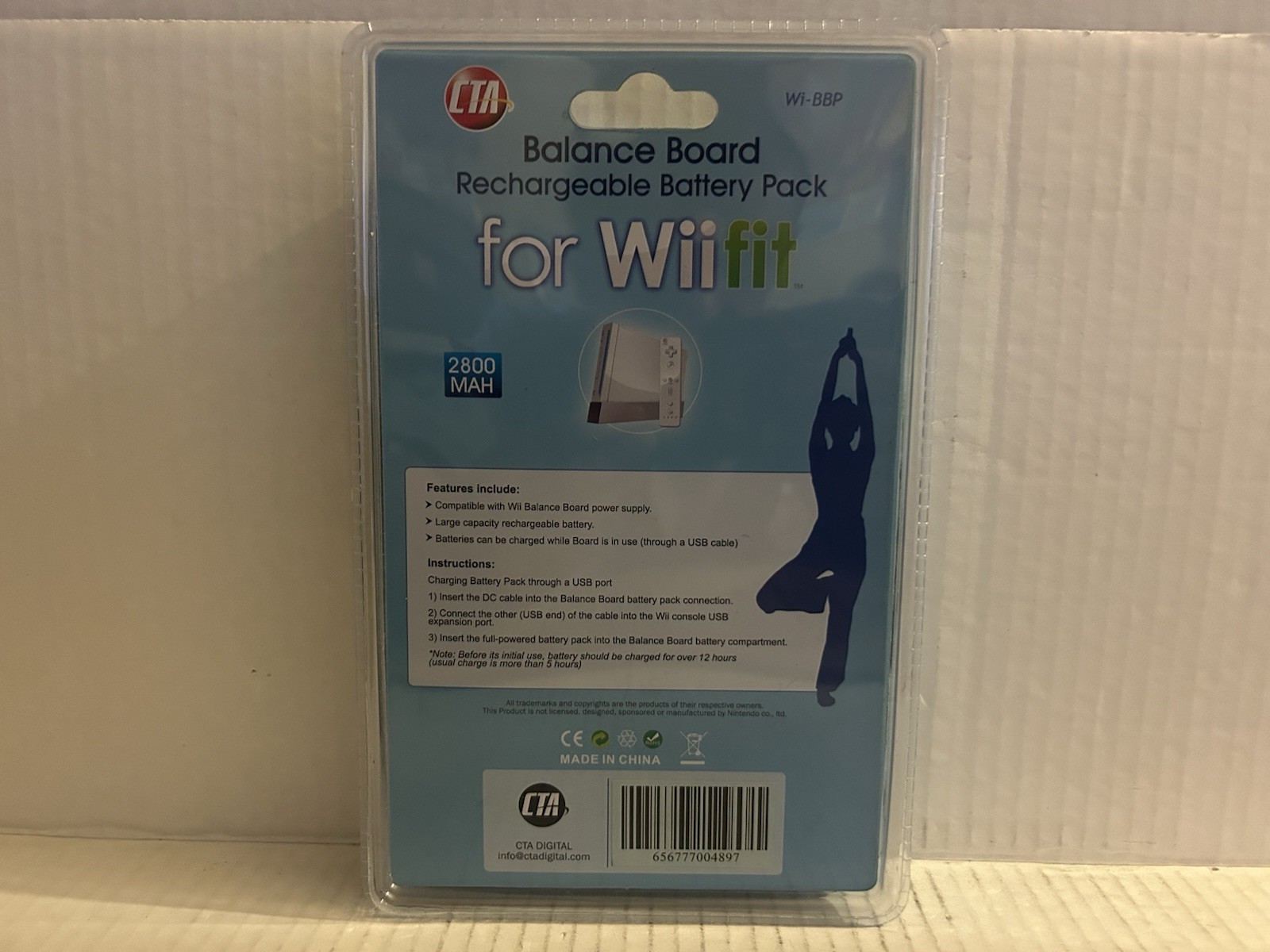 CTA Wi-BBP Balance Board Rechargeable Battery Pack 2800 MAH for Wii fit