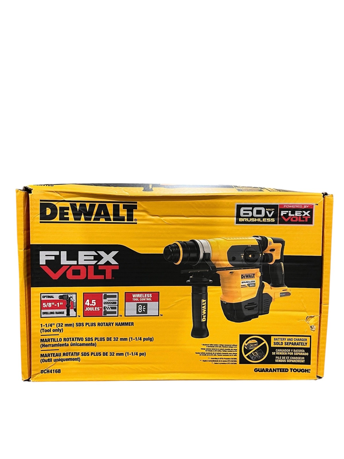 DeWalt, 60V Max, 1-1/4 in, Brushless, Cordless, Rotary Hammer, TOOL ONLY