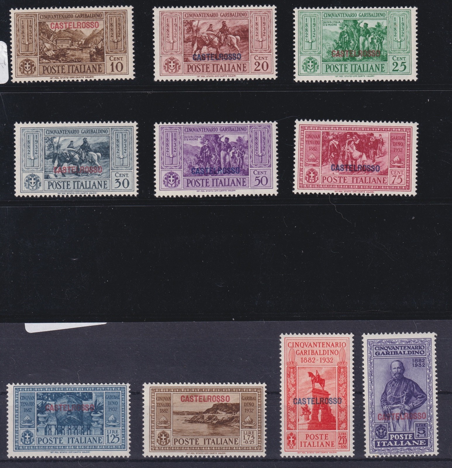 1935 CASTELROSSO - FIFTIETH ANNIVERSARY GARIBALDINO MNH CERTIFICATE DIENA