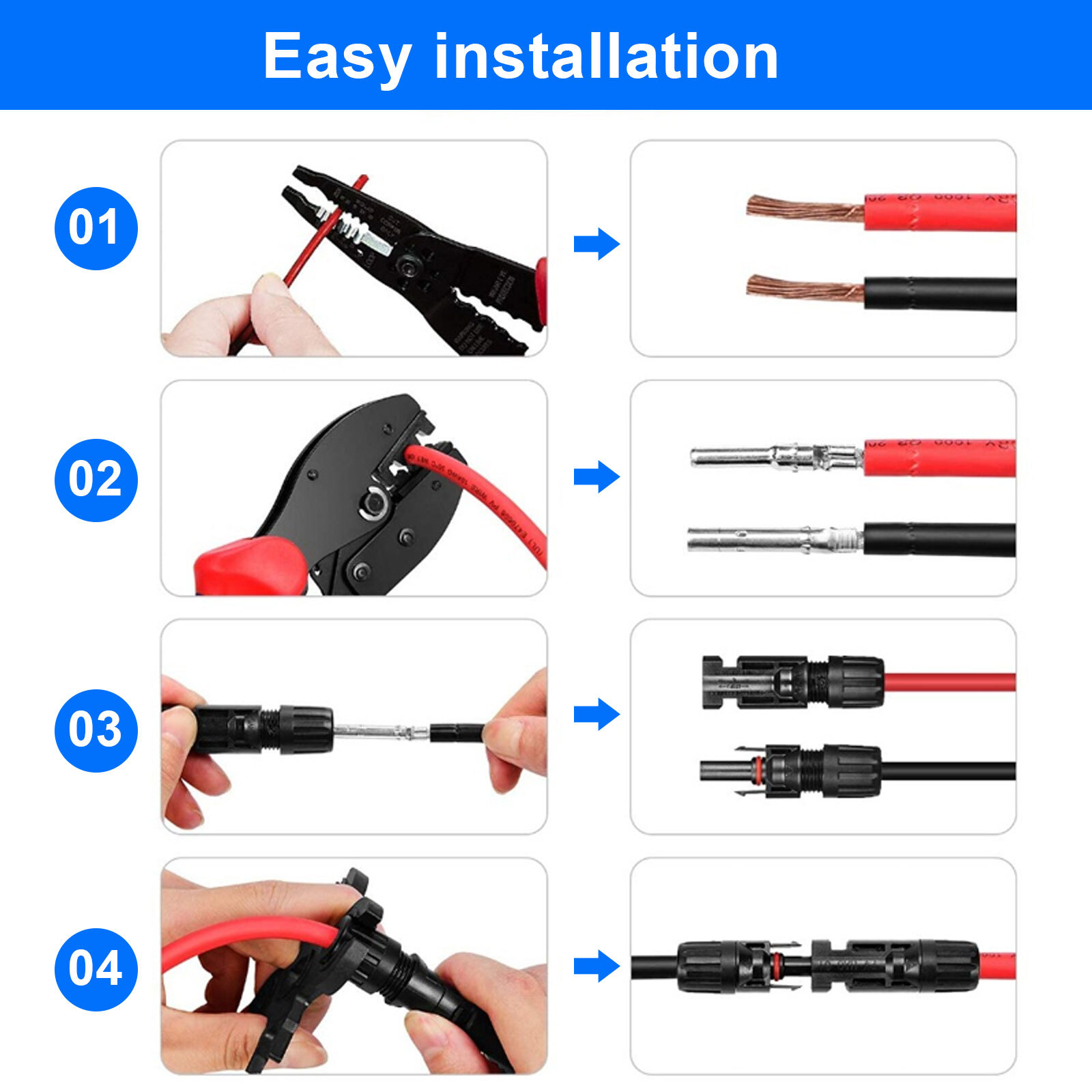 NEW 10Pcs Solar Cable Connectors 4mm-6mm 30A Waterproof Solar Panel Wire Joiners