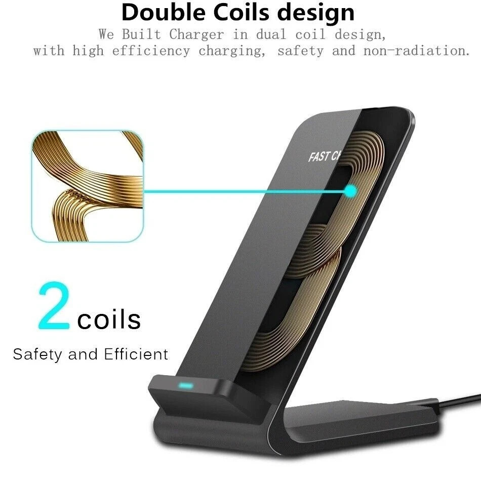 Wireless Fast Charger Charging Stand Dock For Samsung Galaxy iPhone Mobile