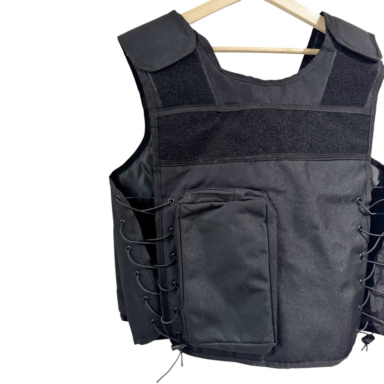 Tactical Vest Black Full Zip Adjustable Pockets