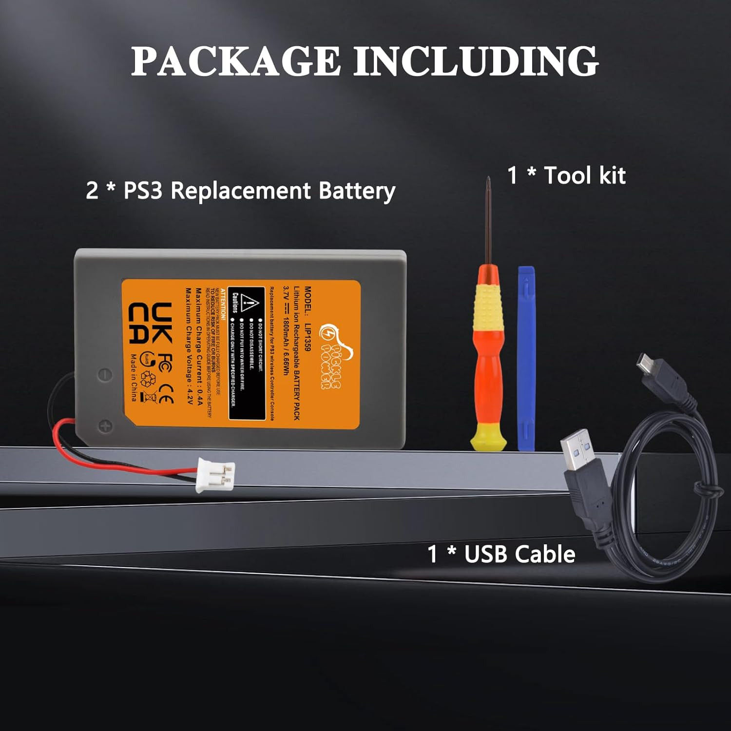 PS3 Controller Battery, 2 Pack LIP1359 Battery for Sony Playstation 3 Dualsho...