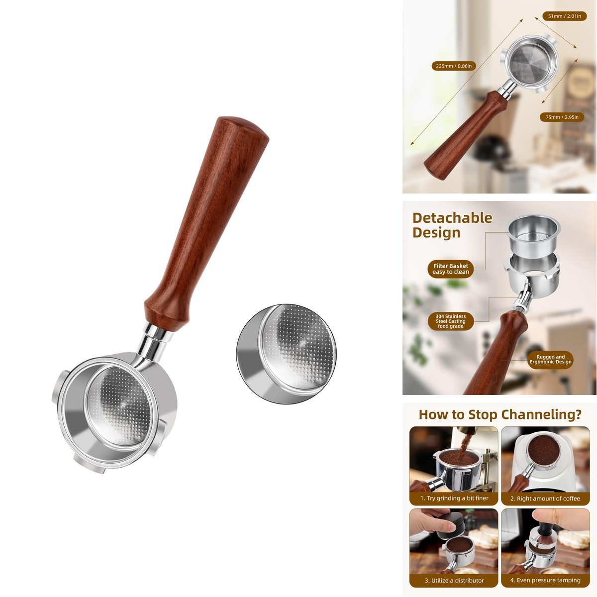 Philorn 51mm Bottomless Portafilter 3 EarsCompatible Delonghi Dedica