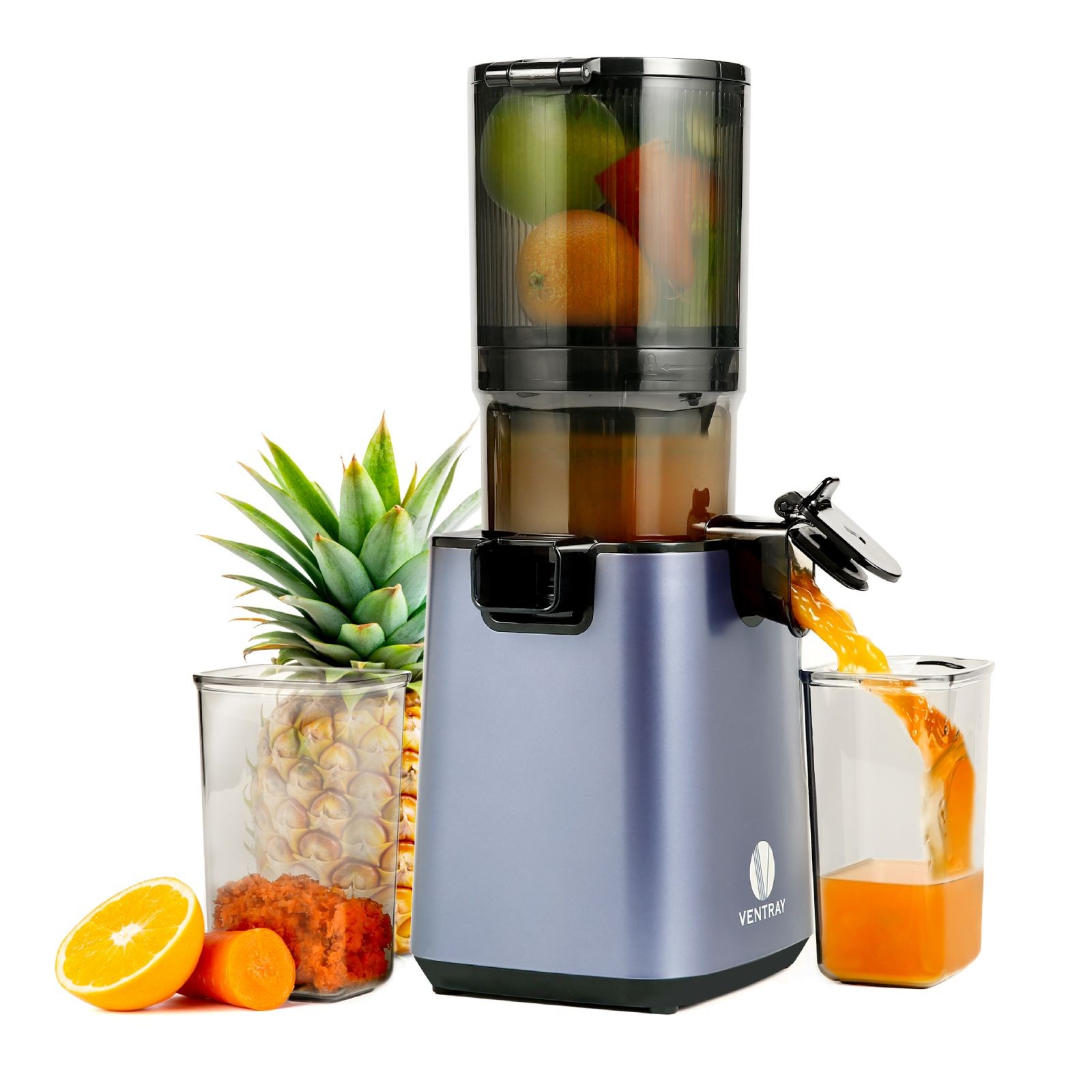 Ventray Cold Press Juicer Machine 5.1 Inch Feed Chute Masticating Juicer Purple
